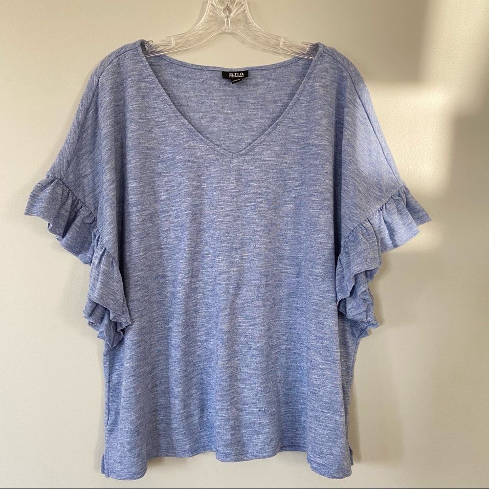 a.n.a Ruffle Sleeve V Neck Top XL
